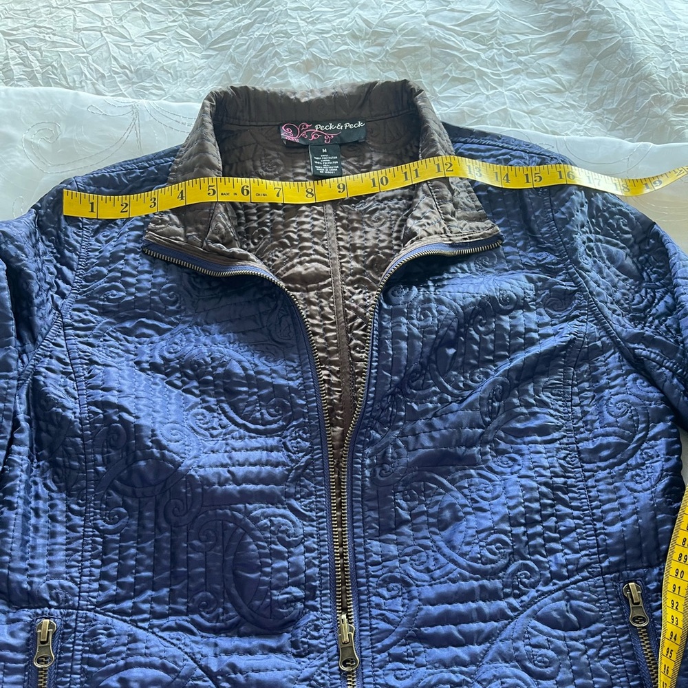 Peck & Peck Egyptian Blue(purplish) Long Sleeve Front Zip Light Weight Jacket - Picture 4 of 14